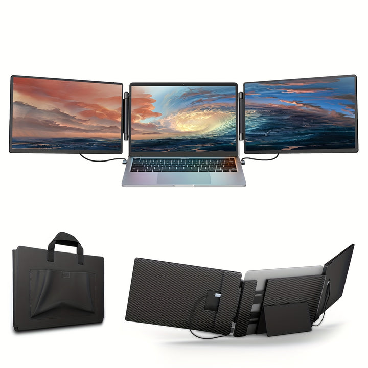 Laptop Screen Display Extender, 14.1Inch 1080P FHD Portable Monitor With Built-in Stand And Dual Speakers Fits 13''-16.1'' Laptops, Plug And Play, Compatible With Windows, Mac, Chrome