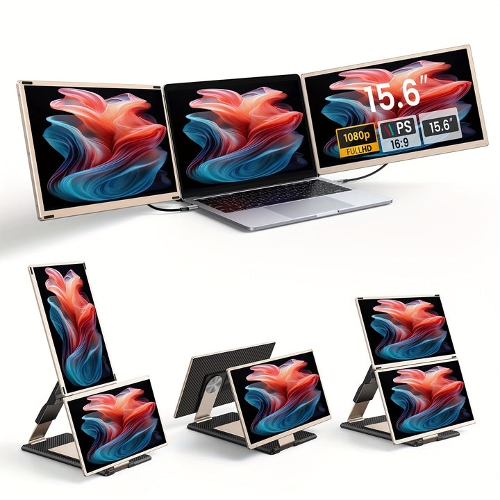 Laptop Screen Display Extender, 14.1Inch 1080P FHD Portable Monitor With Built-in Stand And Dual Speakers Fits 13''-16.1'' Laptops, Plug And Play, Compatible With Windows, Mac, Chrome
