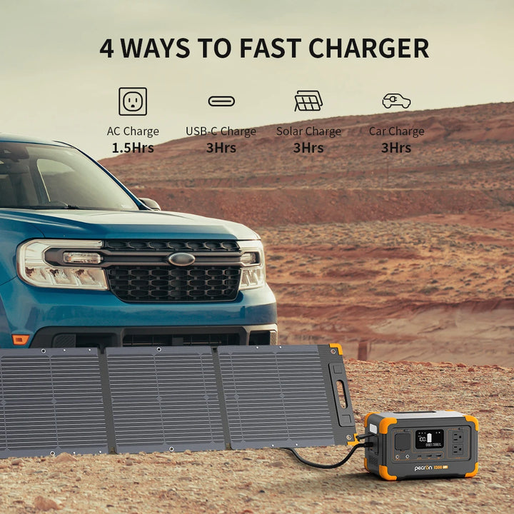 Pecron E300LFP Portable Power Station with 100W Portable Solar Panel(Included) Pure Sine Wave 288Wh 600W Solar Generator Camping