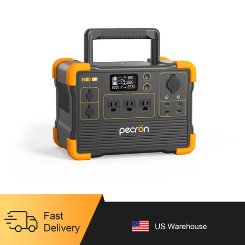 pecron E600LFP Portable Power Station 614Wh Solar Generator with 3X1200W AC Outlets LiFePO4 Battery Backup for Outdoor Camping